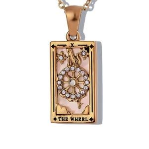 Dainty ‘The Wheel’ Tarot Card Necklace | 316L Stainless Steel, 18k Gold Plated
